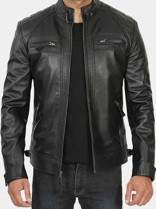 Mens Diamond Quilted Leather Jacket