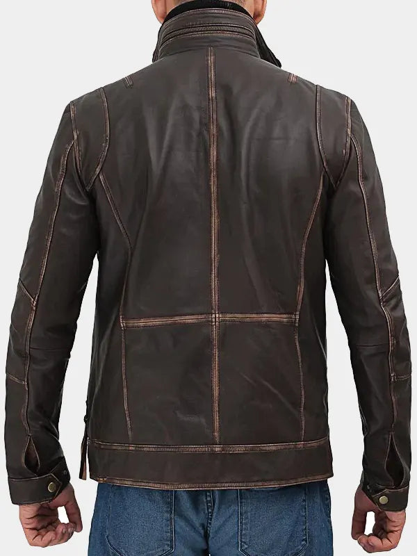 Mens Distressed Brown Leather Jacket