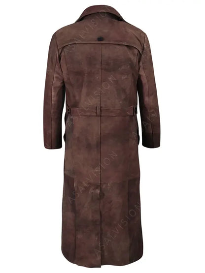 Men's Duster Sheepskin Leather Dark Brown Trench Coat
