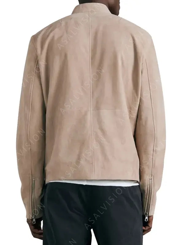 Mens Fashion Cafe Racer Biker Suede Leather Jacket