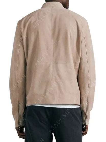 Mens Fashion Cafe Racer Biker Suede Leather Jacket