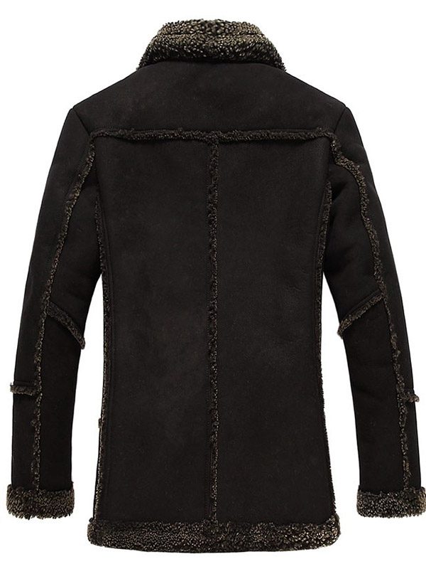 Mens Fur Black Reacher Style Coat Back