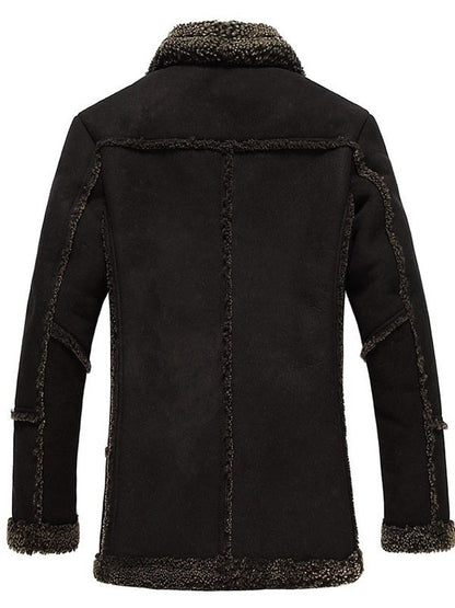 Mens Fur Black Reacher Style Coat Back