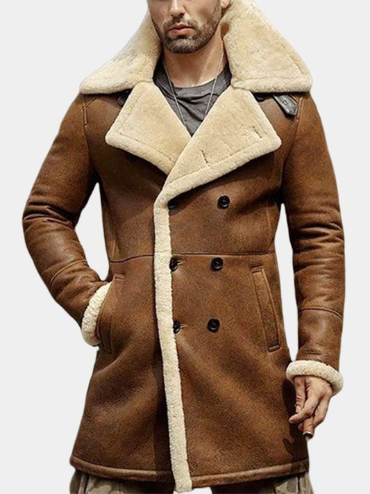 Men's Fur Shearling Brown Leather Coat
