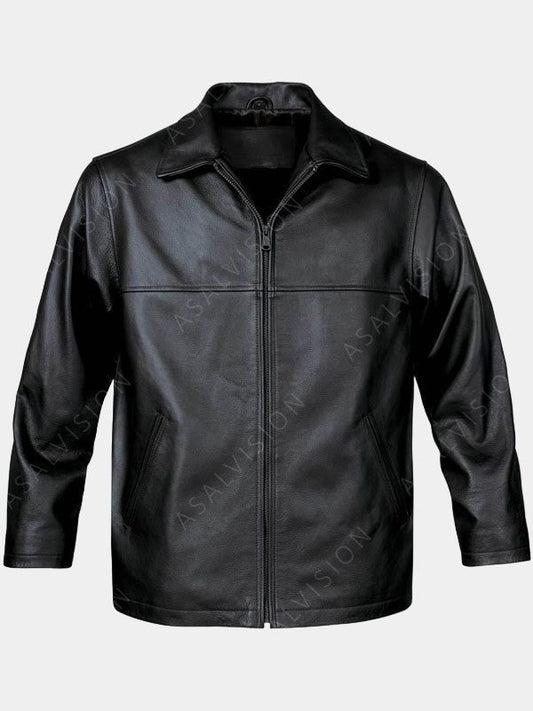 Mens Genuine Black Leather Bomber Jacket