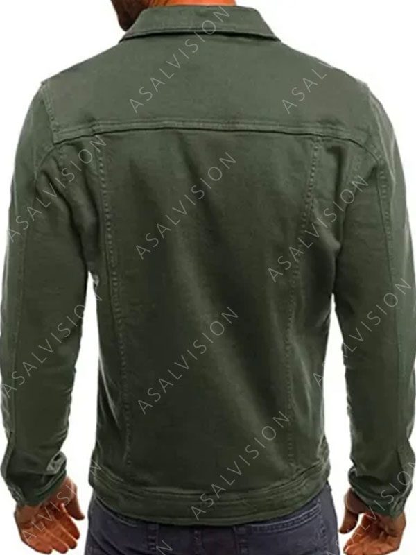 Mens Green Denim Jeans Jacket