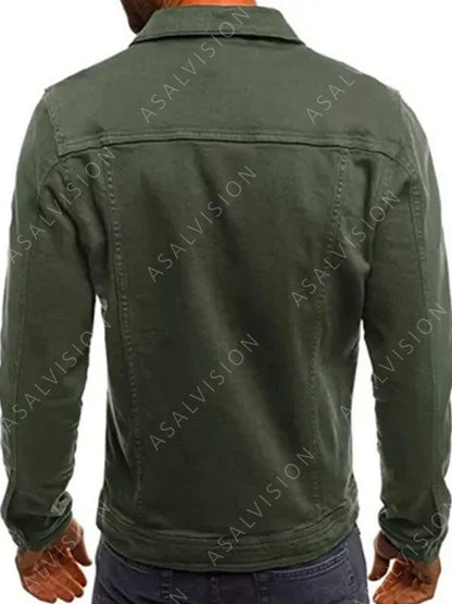 Mens Green Denim Jeans Jacket