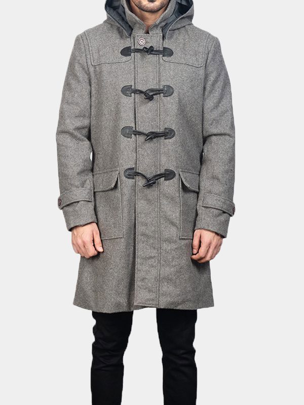 Men's Grey Duffle Wool Coat