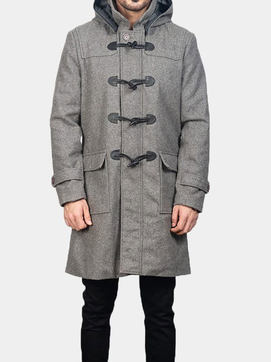 Men's Grey Duffle Wool Coat