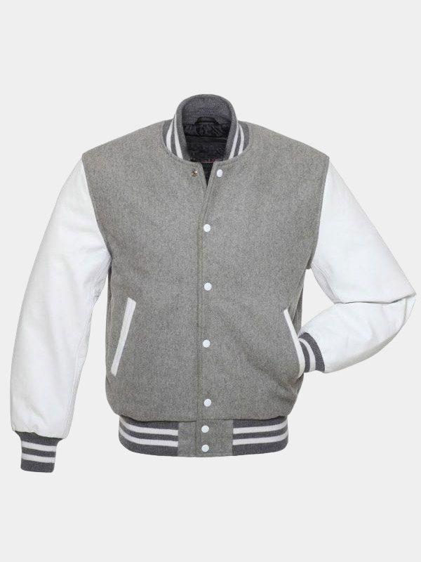 Men’s Grey Varsity Bomber Jacket