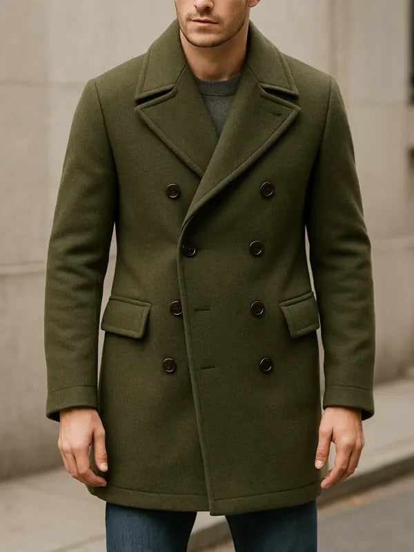 Men's Military Green Wool Peacoat