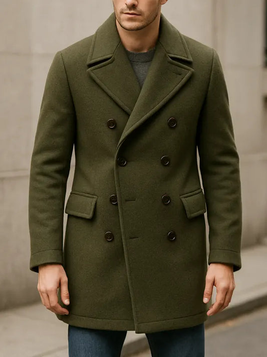 Men's Military Green Wool Peacoat