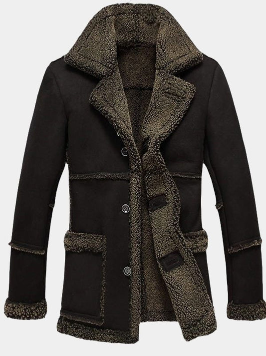 Mens Reacher Style Black Fur Coat