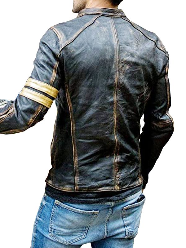 Men's Real Leather Black Distressed Motorcycle Jacket