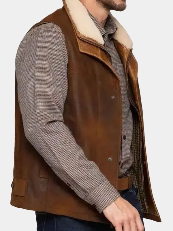 Mens Real Leather Brown Vest