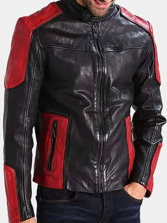 Men's Red And Black Leather Jacket