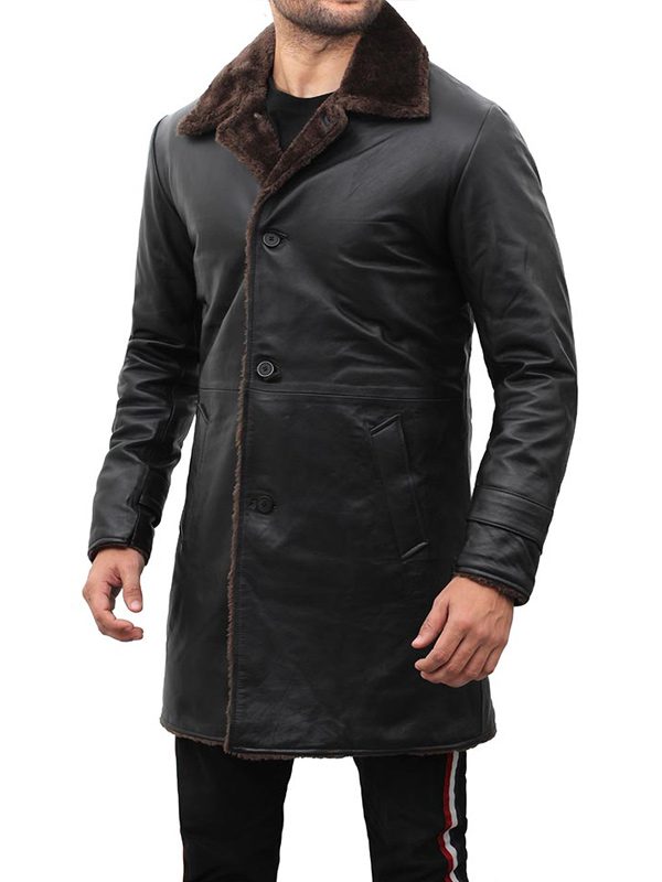 Mens Shearling Black Coat