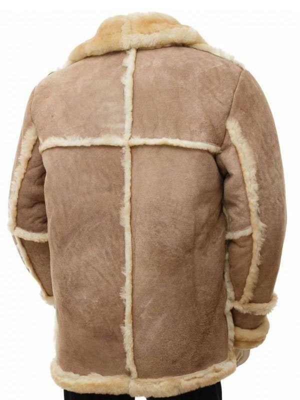 Mens Shearling Sheepskin Leather Coat back