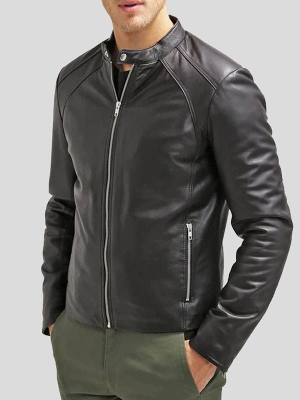 Mens Slim Fit Black Leather Jacket