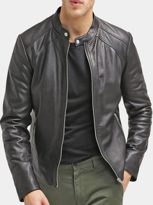 Men's Slim Fit Leather Biker Jacket