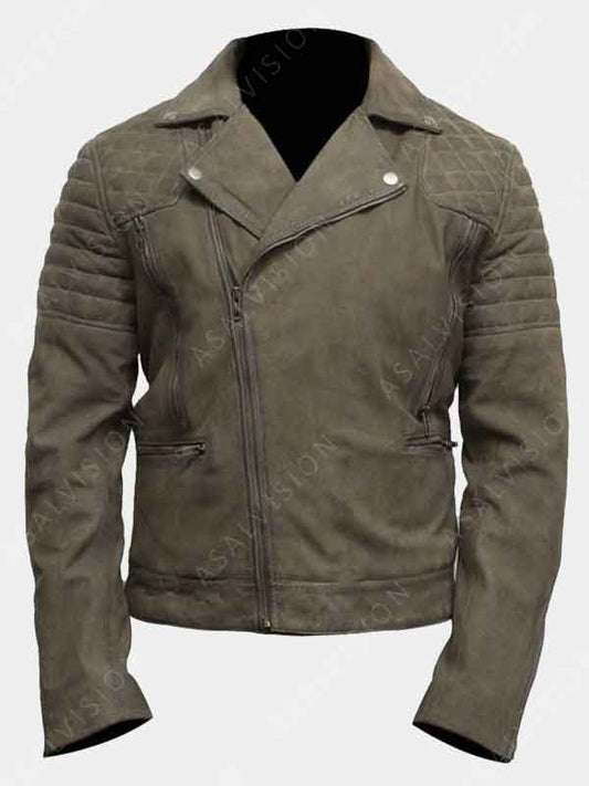 Mens Suede Biker Leather Jacket