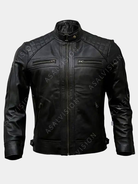 Mens Tammy Biker Quilted Fashion Leather Jacket