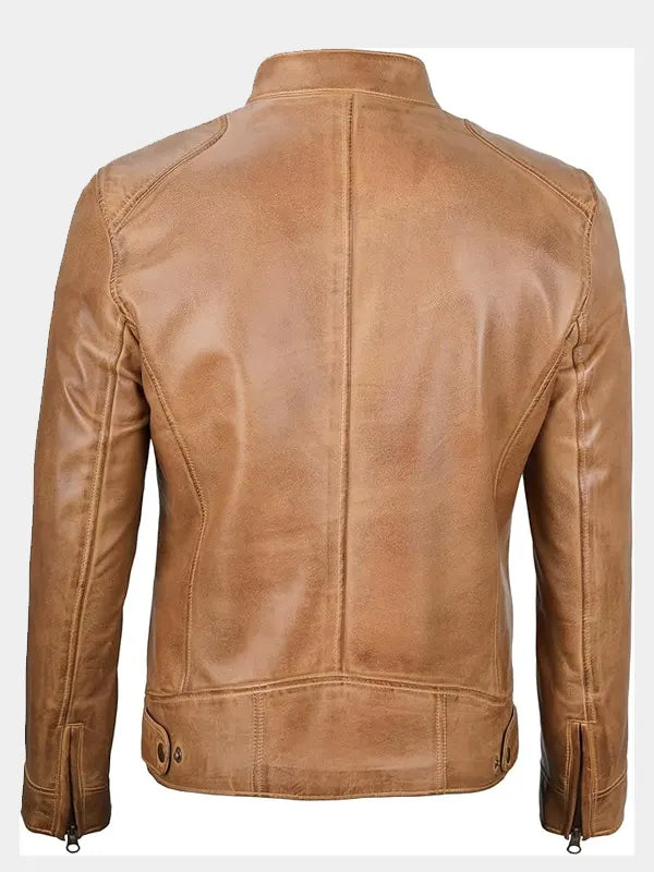 Men's Tan Lambskin Leather Jacket