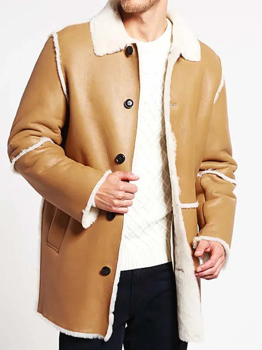 Men's Tan Shearling Coat