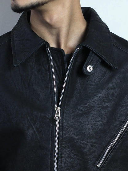 Men's Textured Leather Jacket