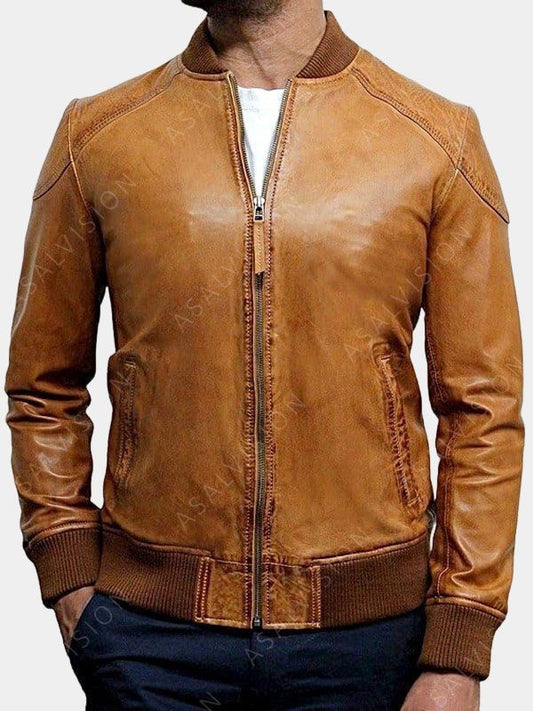 Mens Waxed Real Leather Brown Jacket