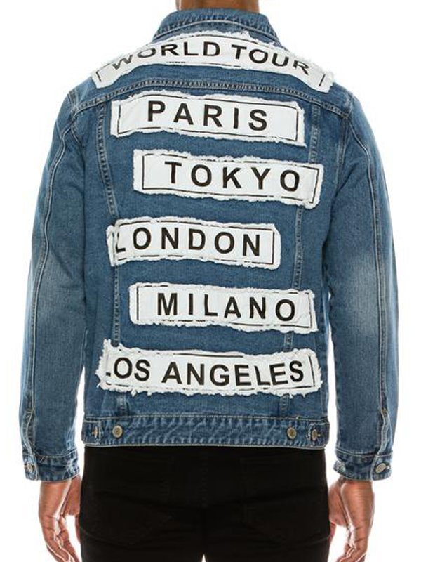 Mens World Tour Denim Jacket Back