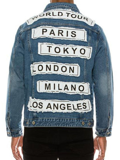 Mens World Tour Denim Jacket Back