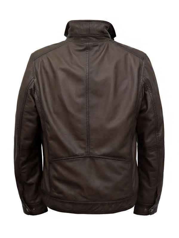 Mens Zip-Up Brown Genuine Leather Jacket