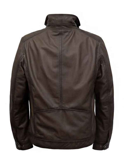 Mens Zip-Up Brown Genuine Leather Jacket