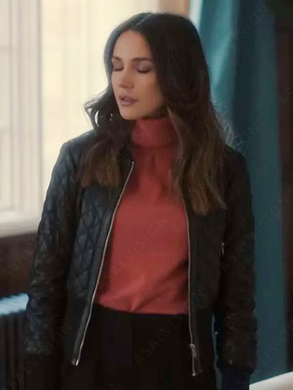 Michelle Keegan Fool Me Once Maya Stern Quilted Bomber Leather Jacket
