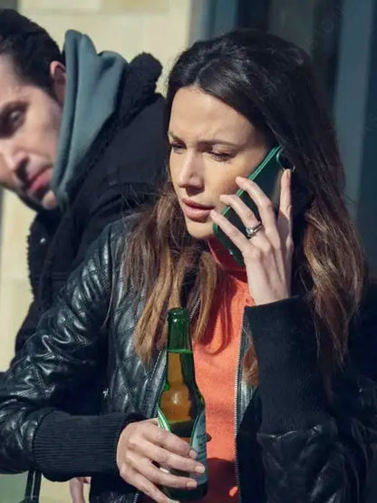 Michelle Keegan Fool Me Once Maya Stern Quilted Bomber Leather Jacket