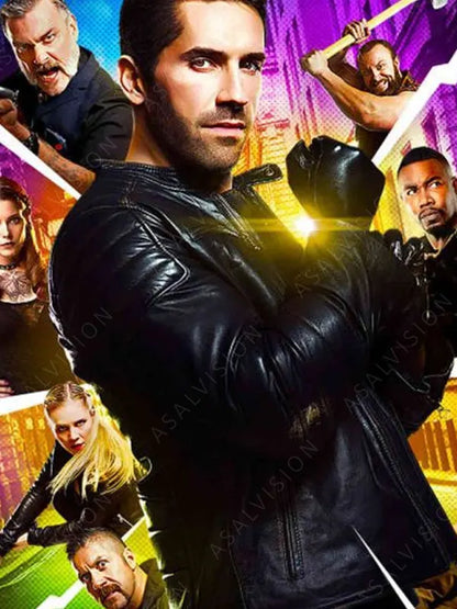 Mike Fallon Scott Adkins Leather Biker Jacket