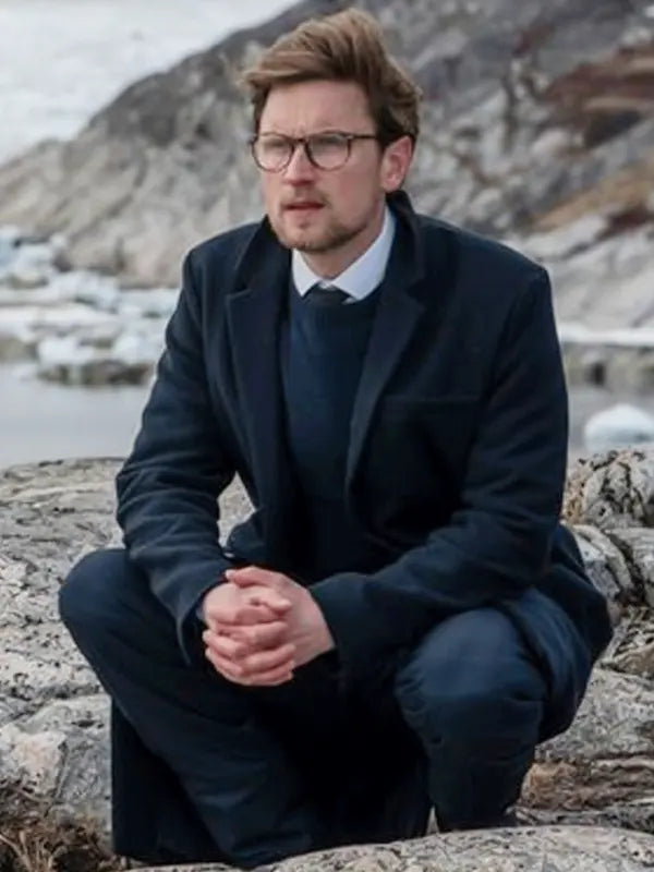 Mikkel Boe Folsgaard TV Series Borgen Power & Glory 2022 Trench Black Coat