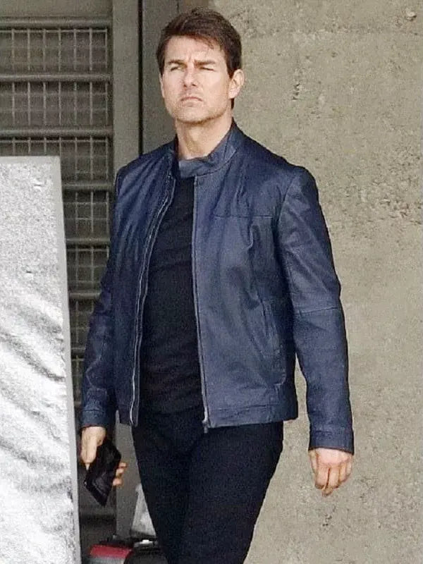 Mission Impossible 6 Ethan Hunt Blue Leather Biker Jacket