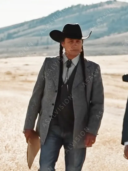 Mo Brings Plenty TV Series Yellowstone S04 Grey Wool Blazer Coat
