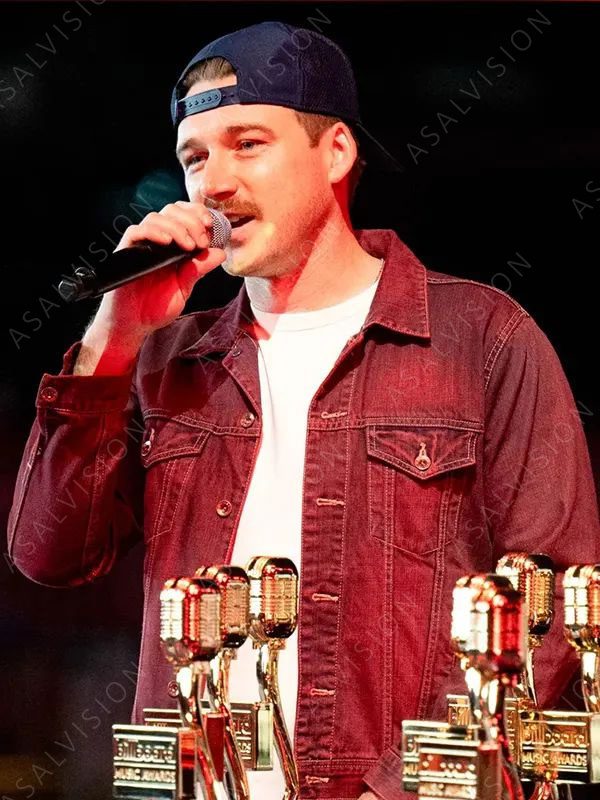 Morgan Wallen Billboard 2023 Maroon Denim Jacket