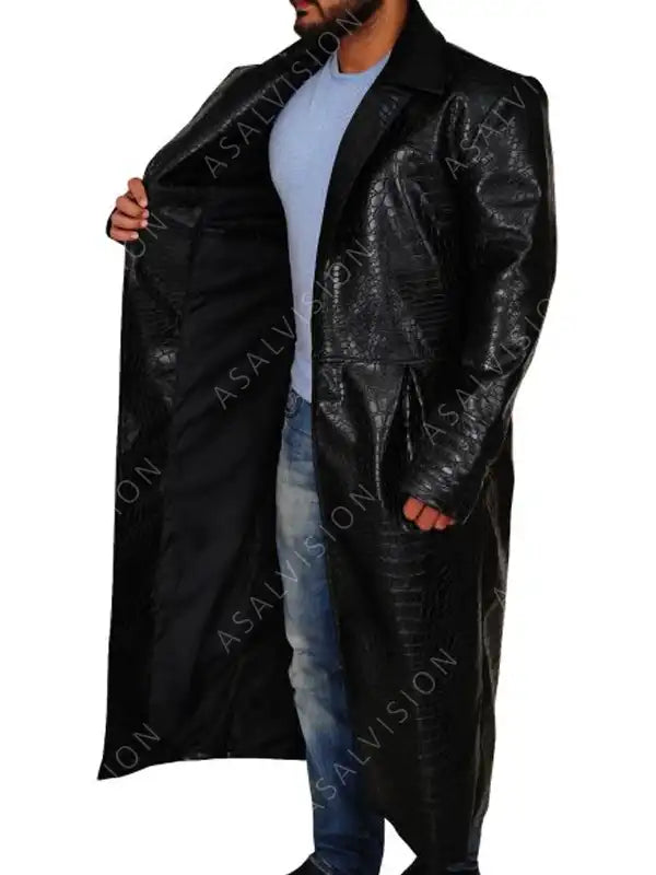 Morpheus Alligator Black Leather Trench Coat