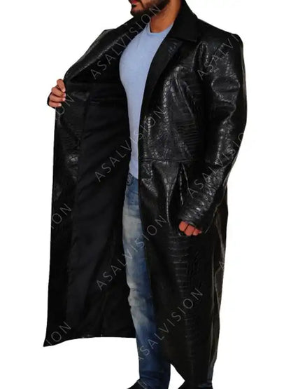 Morpheus Alligator Black Leather Trench Coat