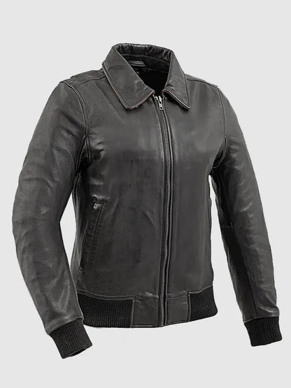 Moto Leather Bomber Jacket For Women