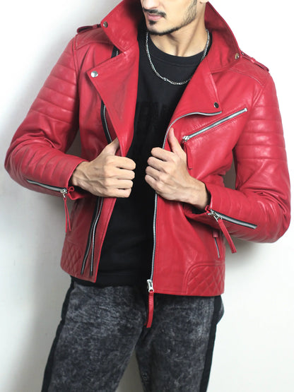 Motorcycle Leather Jacket For Mens