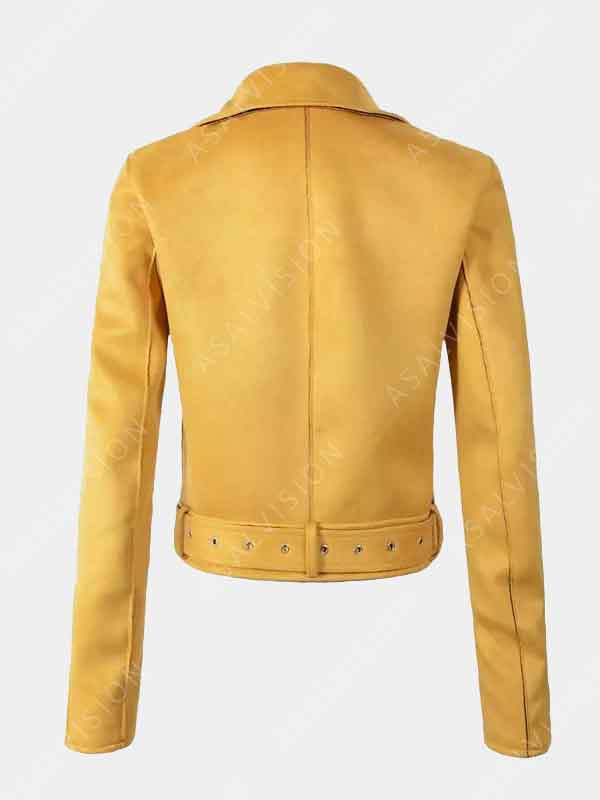 Motorcycle Yellow Suede Leather Biker Jacket