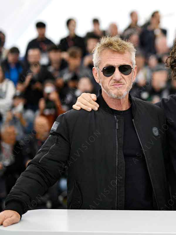 Movie Asphalt City 2024 Sean Penn Black Bomber Jacket