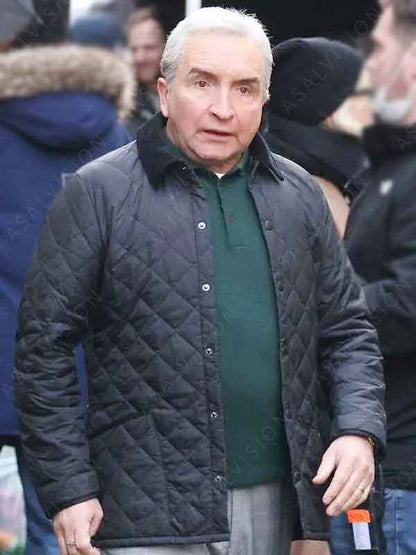 Movie Back To Black 2024 Eddie Marsan Quilted Black Cotton Jacket