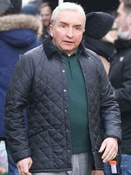 Movie Back To Black 2024 Eddie Marsan Quilted Black Cotton Jacket