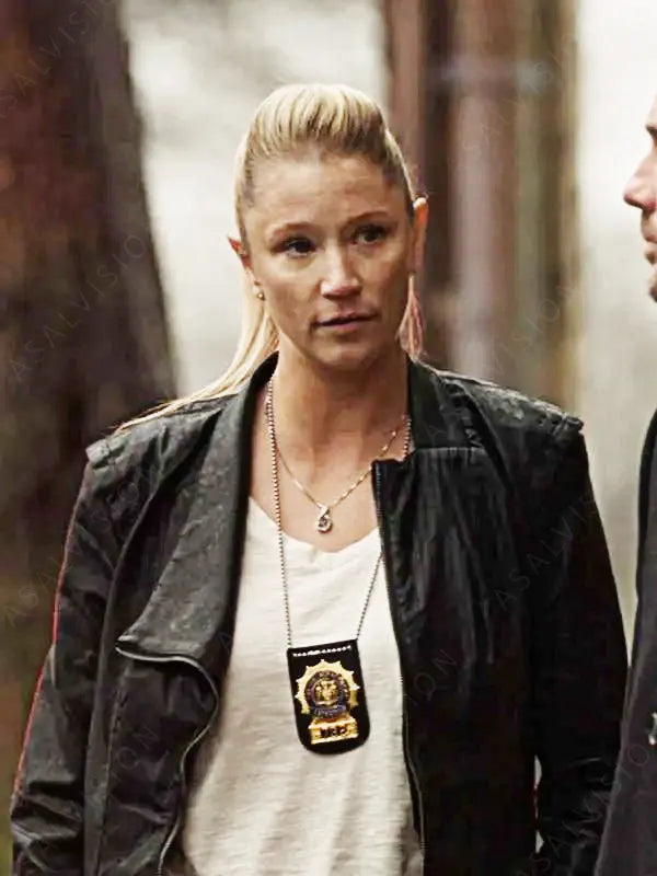 Movie First Shift 2024 Kristen Renton Black Leather Jacket